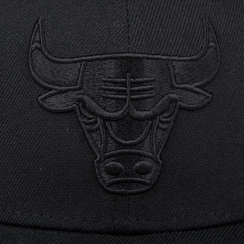 FexPro Men's NBA 3D All Black Embroidery Curved Cap - Bulls