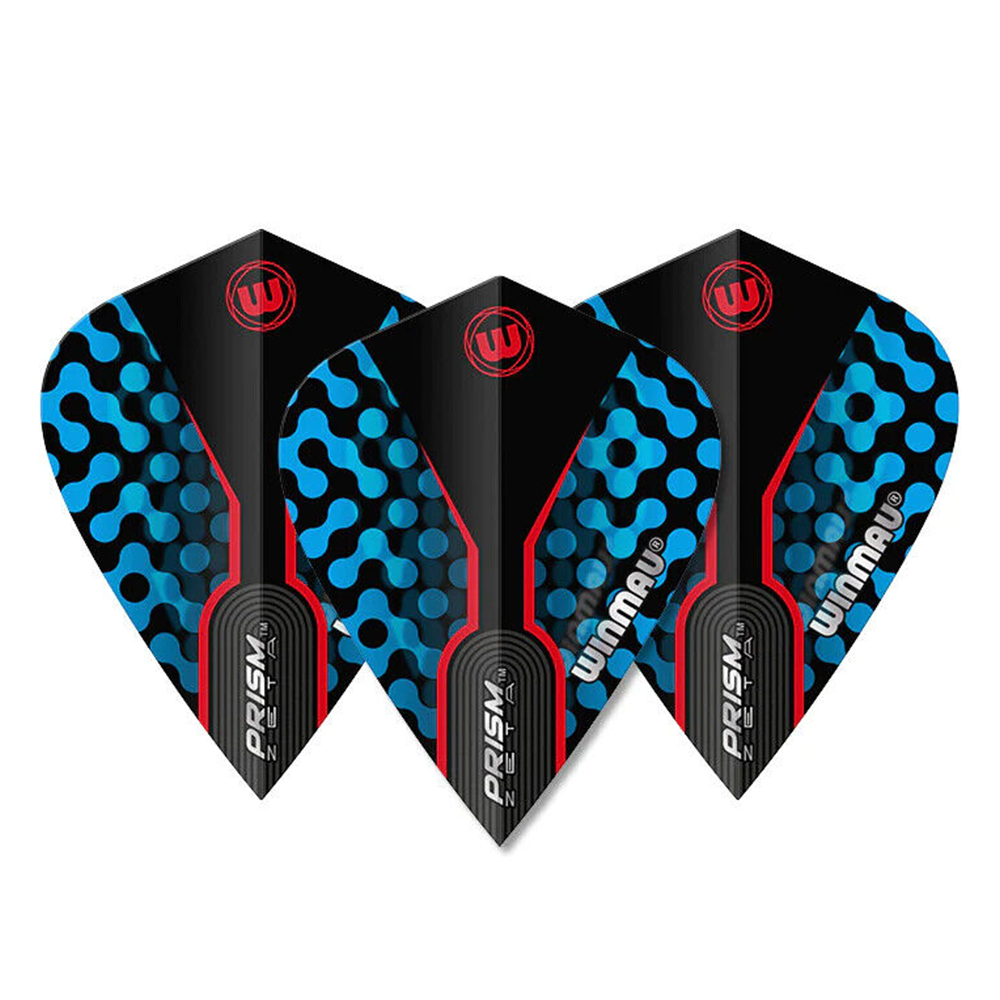 Winmau Prism Zeta Blue, Black & Red Kite Dart  Flights