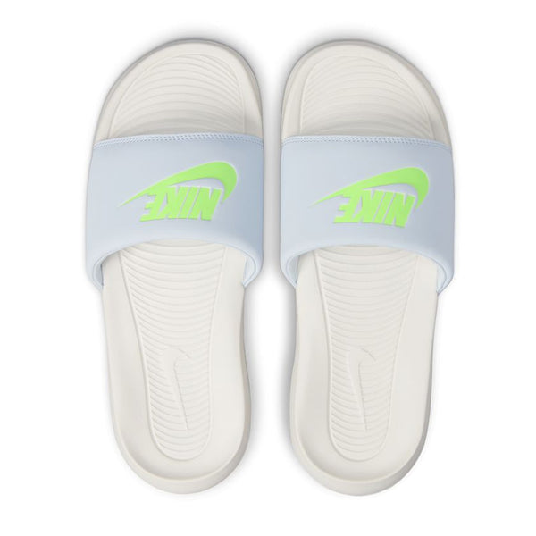 Green and hotsell white nike slides