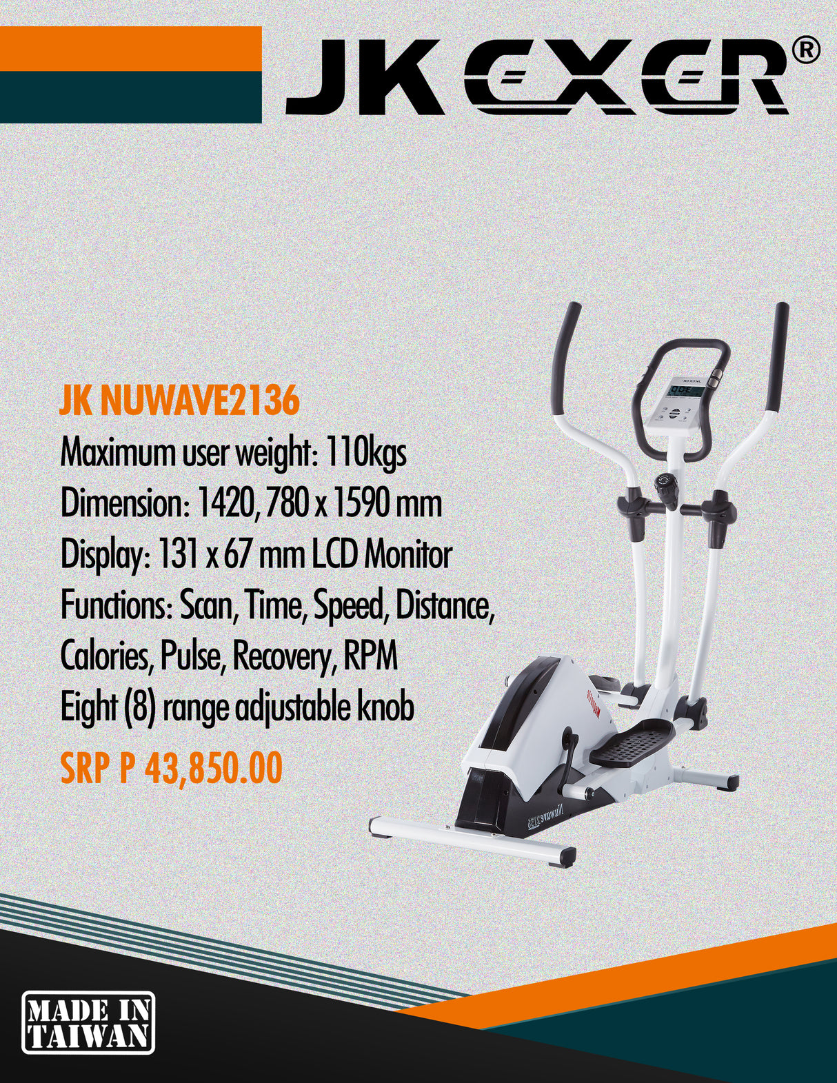 JK EXER Nuwave 2136 Elliptical Trainer